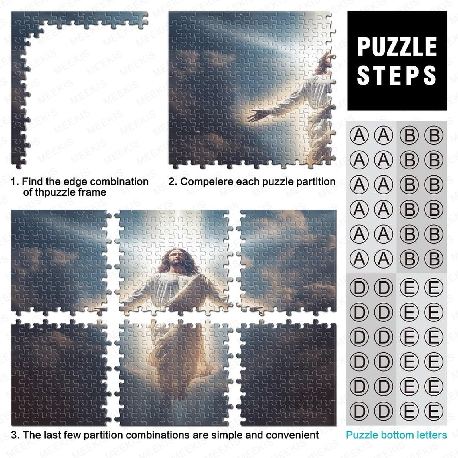 Puzzle Jesús 1000 Piezas – Rompecabezas Difícil Para Adultos 38x26cm, Cartón Reciclado, Ideal Regalo Familiar