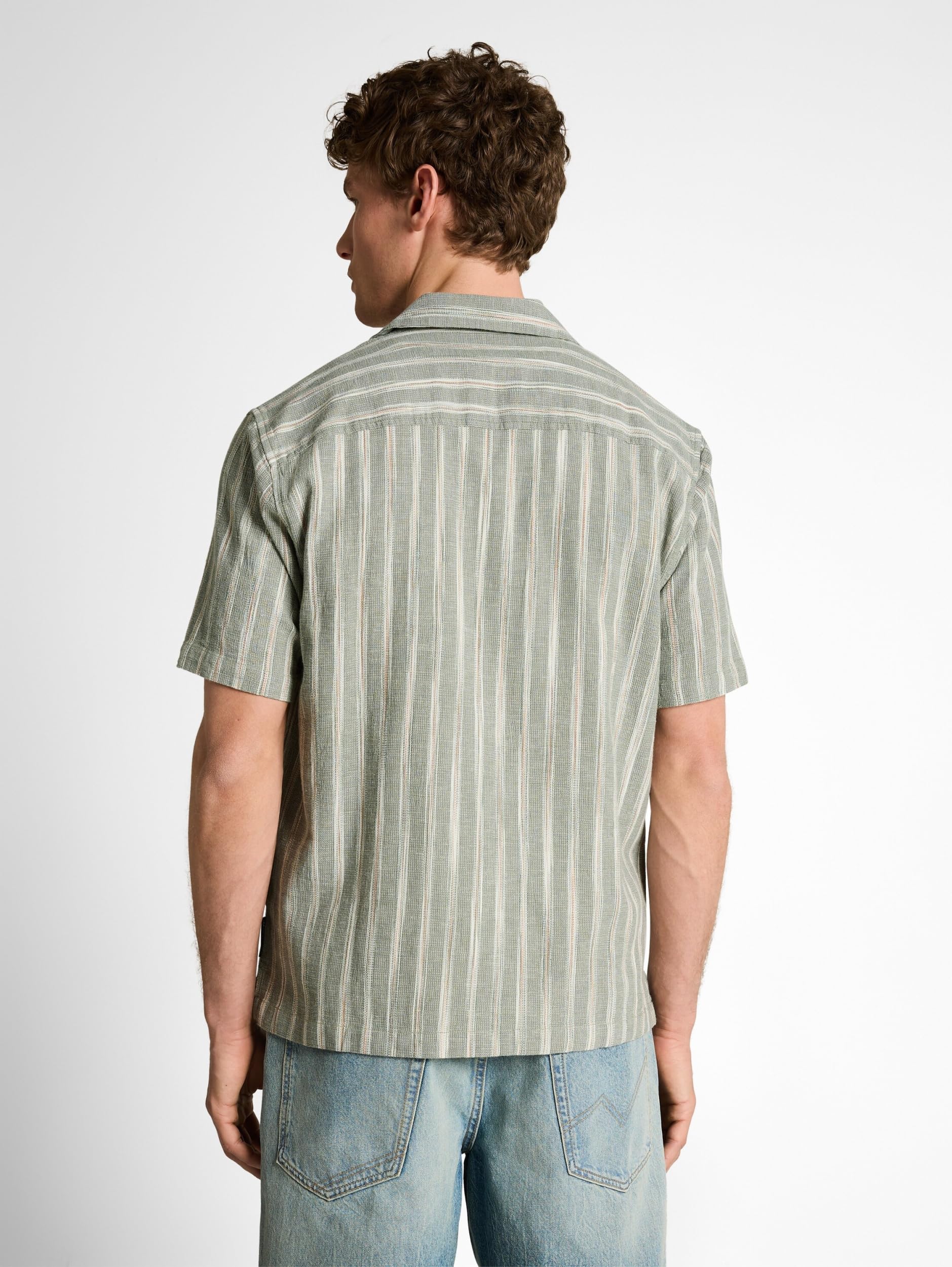 TOM TAILOR Denim Herren 1049676 Relaxed Fit Resort Hemd mit Leinenanteil