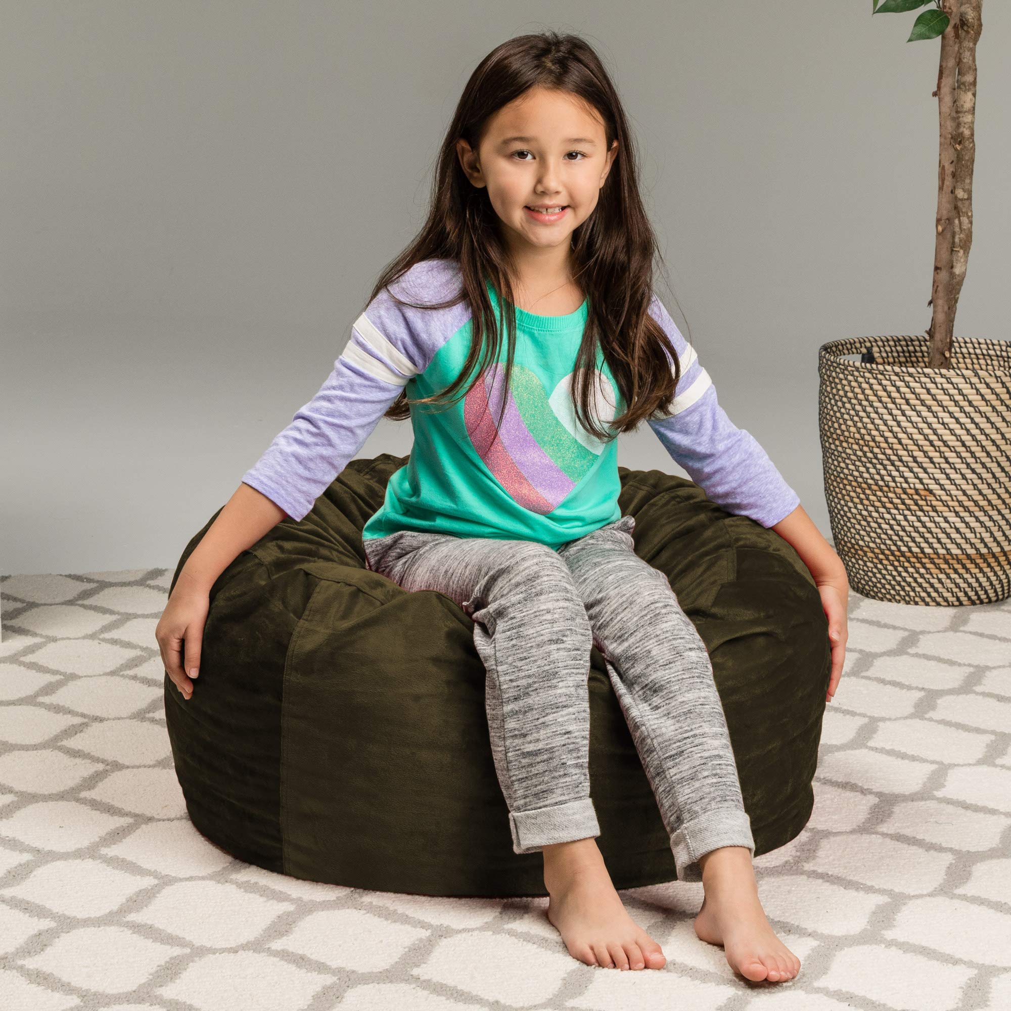 Sofa Sack - Plush, Ultra Soft Kids Bean Bag Chair - Memory Foam Bean Bag Chair with Microsuede Cover - Stuffed Foam Filled Furniture and Accessories for Kids Room - 2' Olive Product Image 4