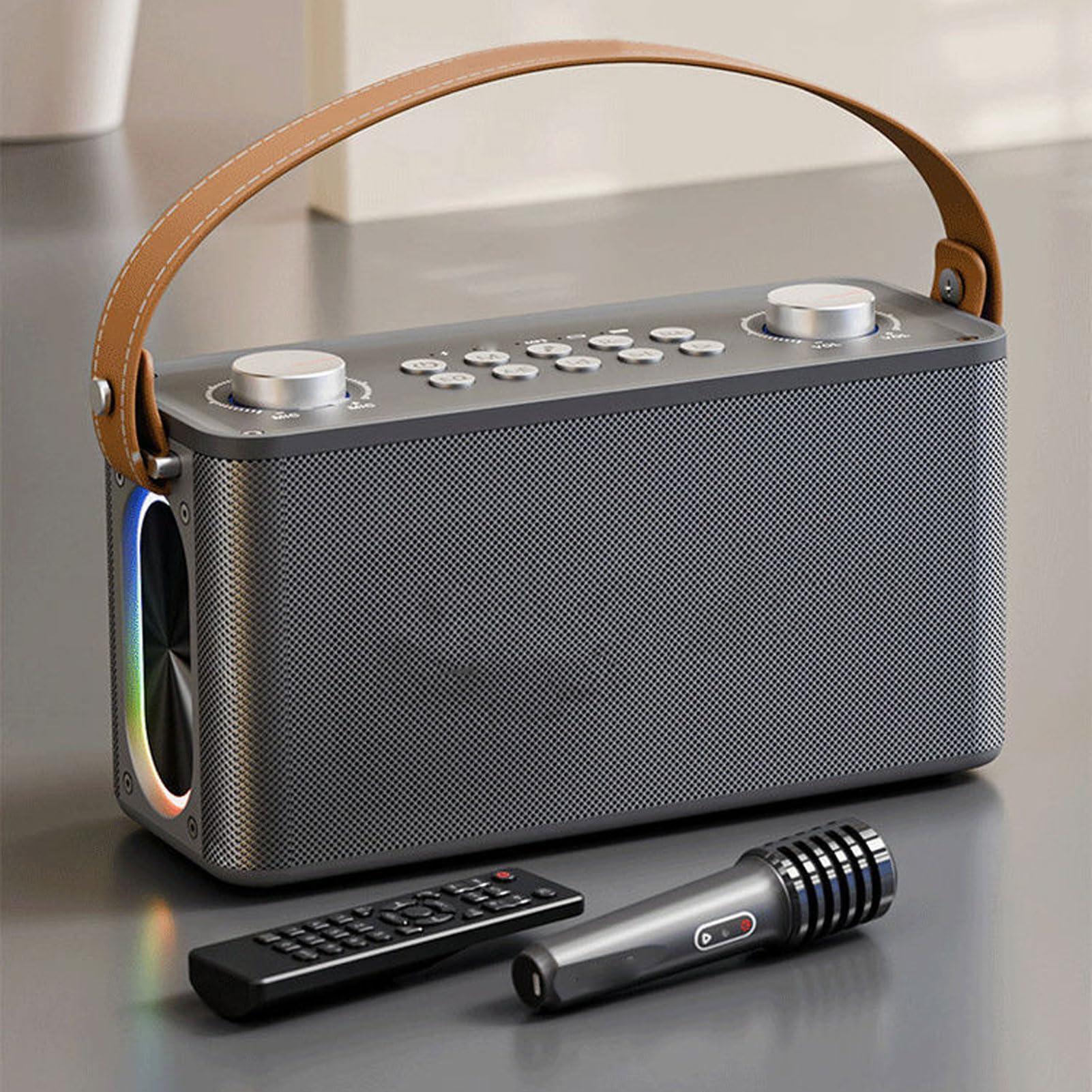 Macchina per Karaoke, Altoparlante Bluetooth Portatile con Microfono e Telecomando, Supporto Scheda per Registrazione in Streaming Live, per Feste in Casa All'aperto, Campeggio