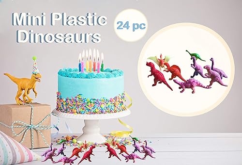 Miniatura 3 de Juego de 24 piezas de mini dinosaurios de plástico de 3 pulgadas, varios colores y estilos, gran recaudación de fondos, recuerdo de fiesta, premio