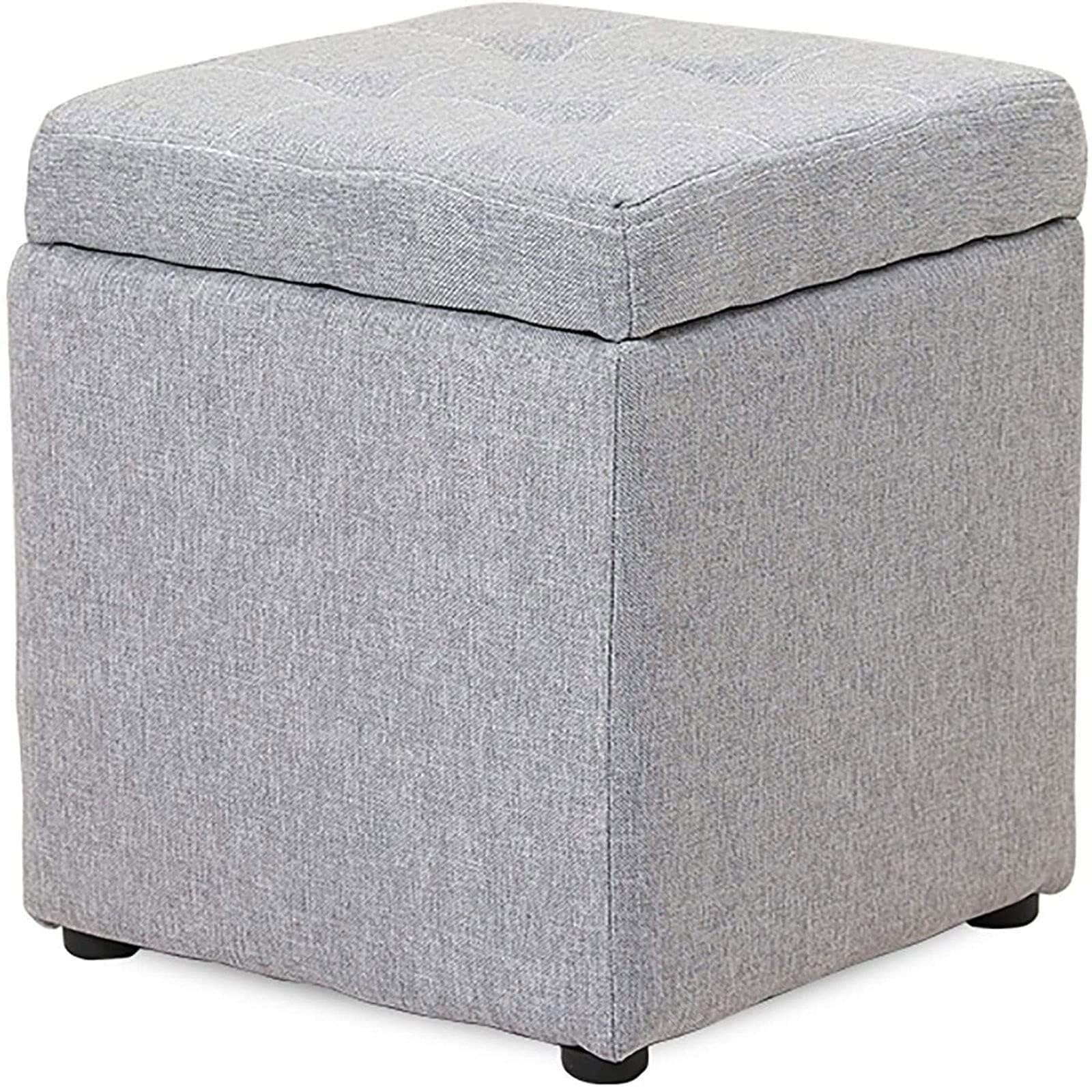 Repose-pieds et tabouret de rangement en cuir gris pour optimiser l'espace