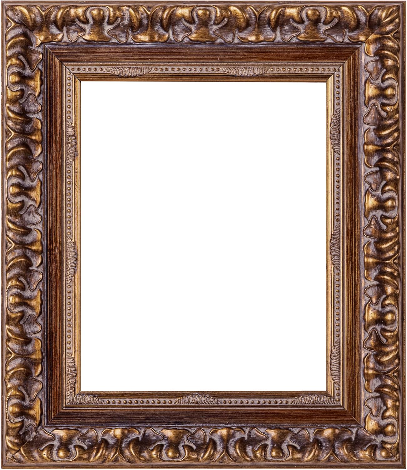 ArtXO 8x10 Picture Frame Gold, Vintage Photo Frame 8 x 10 for Tabletop Display & Wall Mounted, Antique Poster Frame Without Mat for Oil Painting Certificate Art