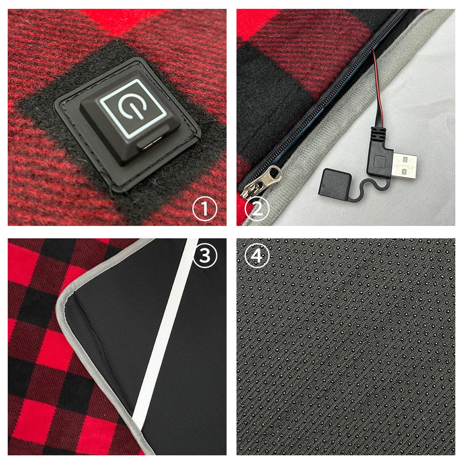 Almohadillas térmicas eléctricas para exteriores, 3 temperaturas ajustables para senderismo, picnic (rojo)
