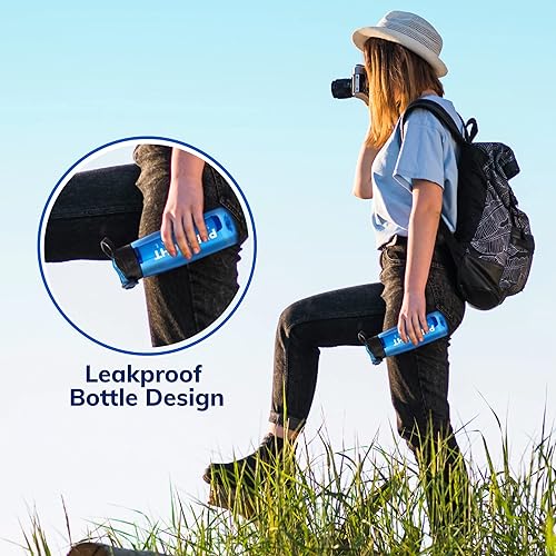 Miniatura 4 de Survival - Botella de filtro de agua de 4 etapas, sin BPA, botella de agua de campamento de 22 onzas con brújula incorporada, equipo de preparación