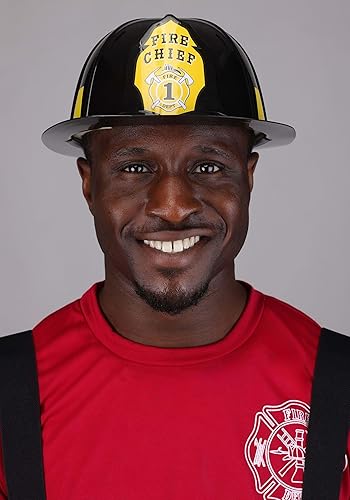 Miniatura 3 de Disfraz de bombero para adultos con tirantes negros, pantalones, camisa y casco Uniforme de capitán de bomberos de Halloween