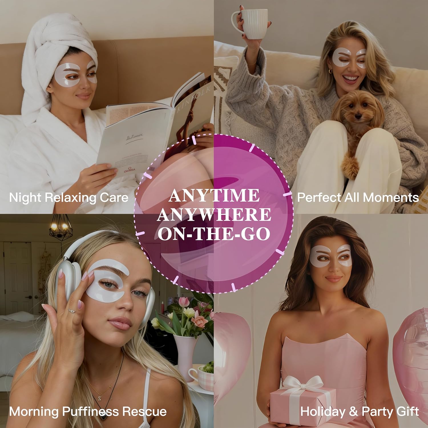 Under Eye Patches with Collagen, Eye Patches for Puffy Eyes and Dark Circles, 360° Under Eye Mask for Puffiness, Wrinkles, Fine Lines, Gifts for Women - Skin Care, 12 Pairs (White) - Image 8