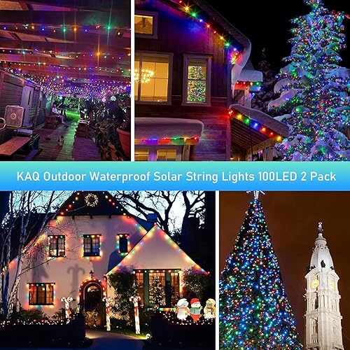 Upgrade 2Pack 500LED Solar String Lights for Outside, 180FT Solar Christmas String Lights Outdoor with 8 Modes, IP65 Waterproof Outdoor Twinkle Light, Garden Xmas Tree Christmas Decoration, Warm White(Multicolor,2PK-200LED)