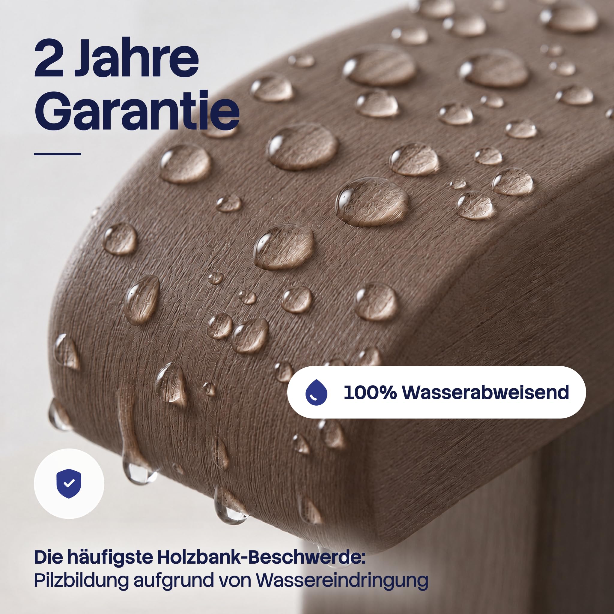 Gartenbank Wetterfest Braun – Outdoor Bank 2 Sitzer mit Rückenlehne | VAVO wetterfeste Gartenbank aus Kunststoff in Holzoptik – Outdoor Bank 2 Sitzer mit Rückenlehne (Braun)