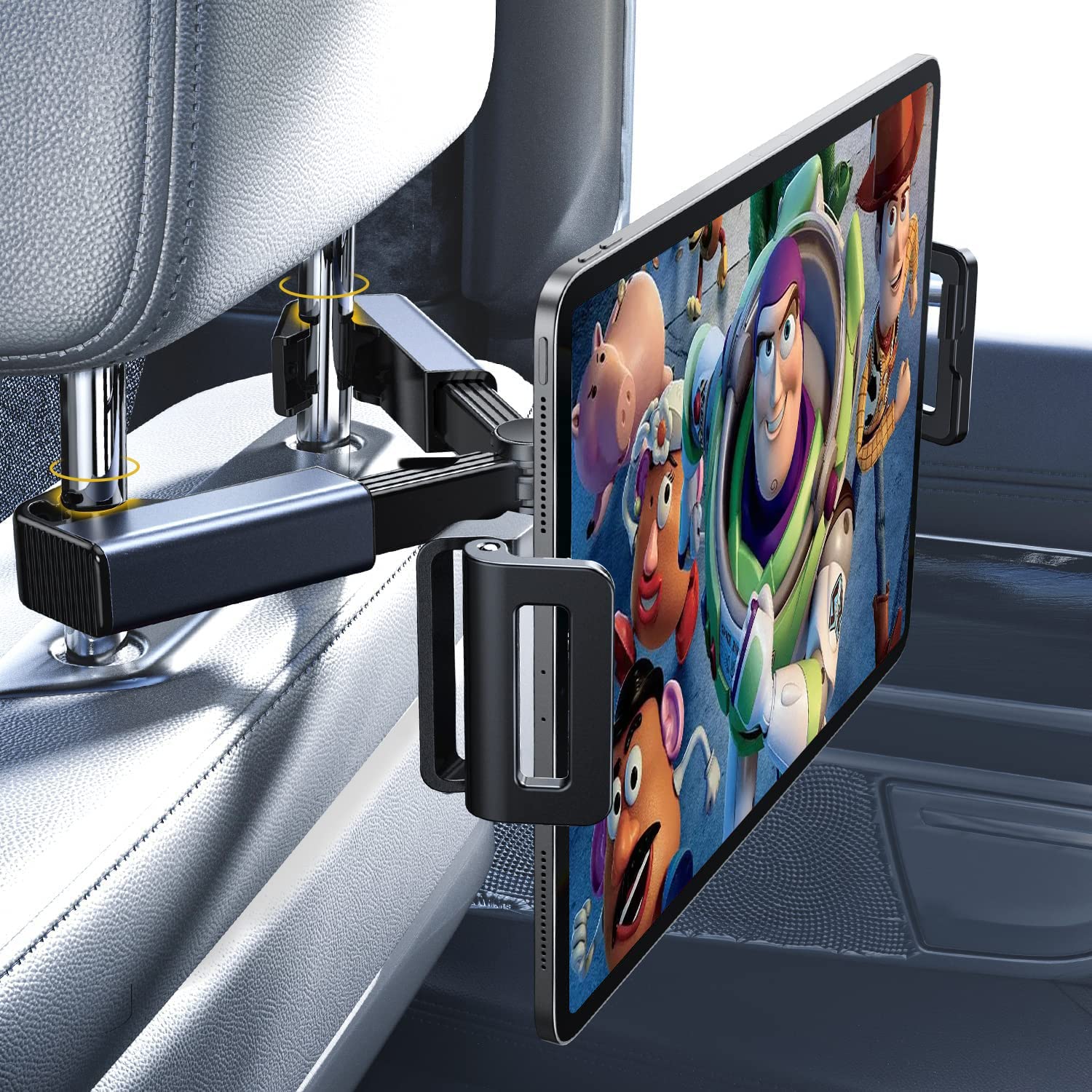 Tablet iPad Holder for Car Mount Headrest - iPad Car Holder Back Seat Travel Portable Car Tablet Holder Mount Road Trip Essentials for Kids Adults Fits All 4.7-12.9" Devices & Headrest Rod