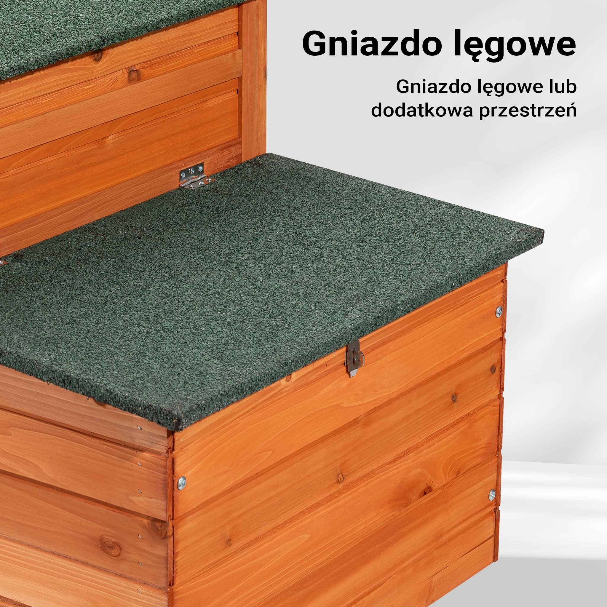 Domek dla gryzoni Wiltec 1950 x 635 x 1200 mm, klatka dla królików z drewna świerkowego, z dachem bitumicznym, klatka dla kurczaków z budką lęgową, zagroda dla małych zwierząt na wolnym wybiegu