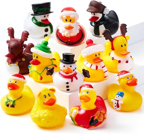 Miniatura 9 de JOYIN 12 piezas de juguetes de baño de goma de Navidad para bolsas de regalos de Navidad y baby showers, niñas y niños pequeños, regalos de Navidad