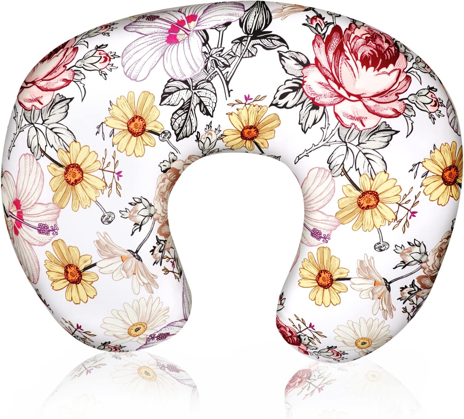 HNHUAMINGFloral Nursing Pillow Cover, Breastfeeding Pillow Slipcover for Baby Girls, Soft Snug Fits On Newborn Feeding Pillow Case