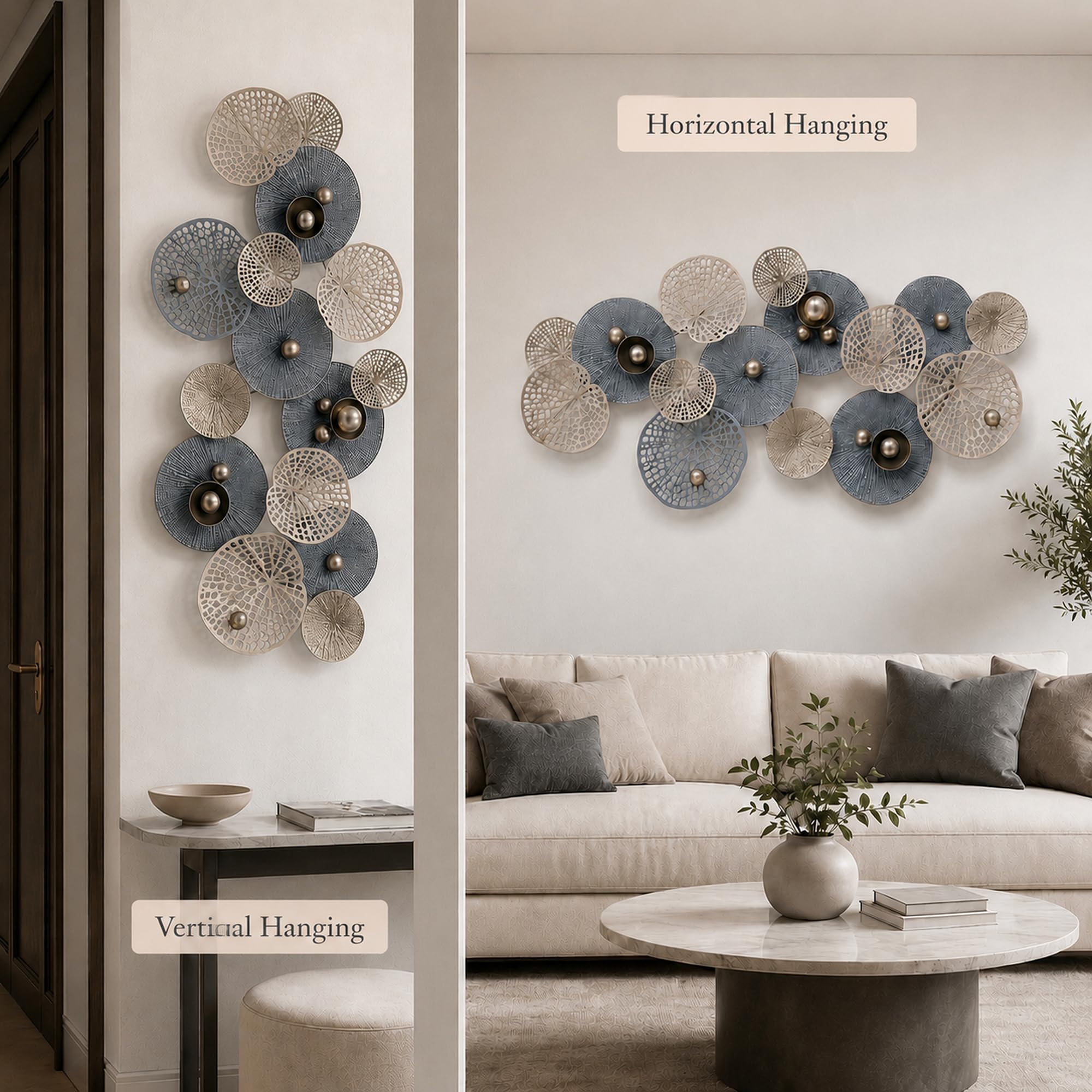 Decorazioni da Parete Trame Circolari 3D,Blu Scuro,130x67cm