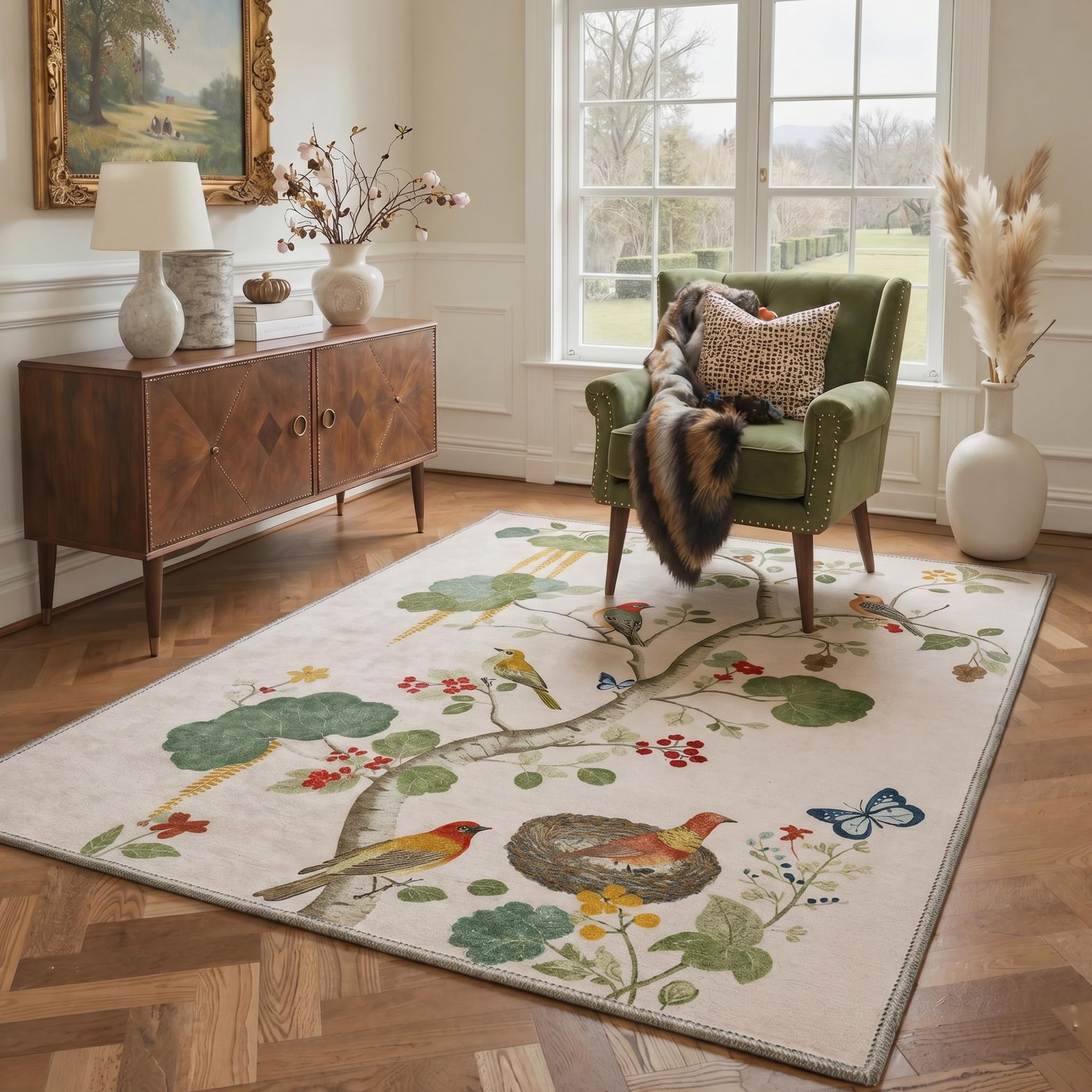 GENIMO Waschbarer Teppich Orientalisch Leinenblüte 120x170cm Flur