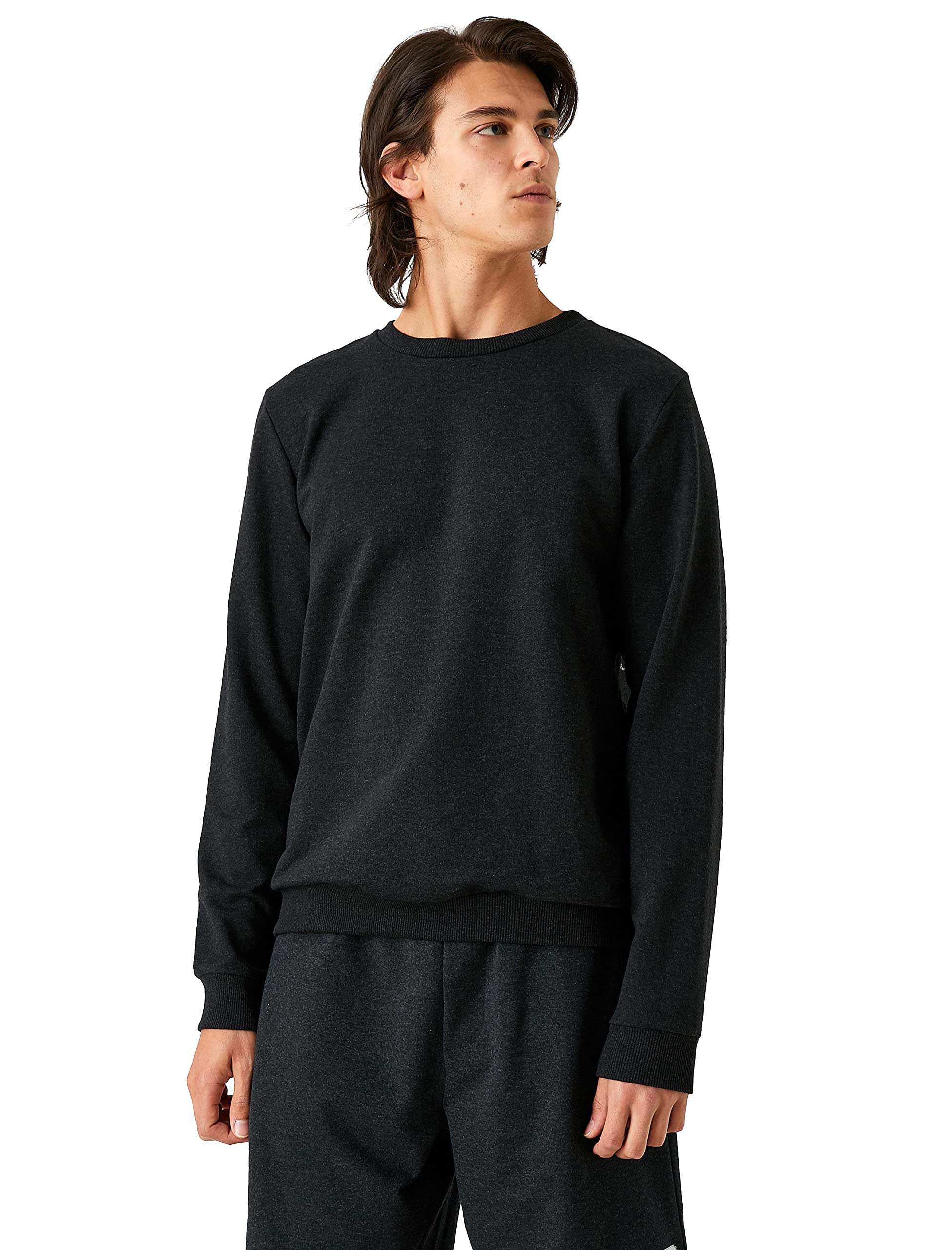 Basic Sweatshirt Şardonlu Bisiklet Yaka