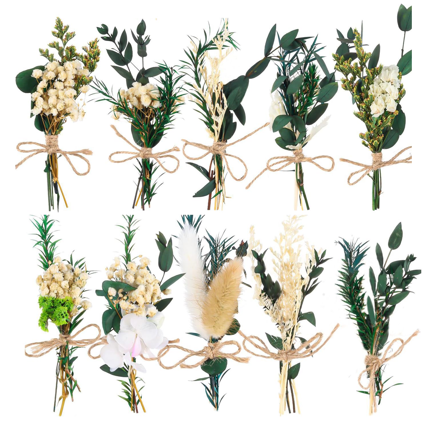12 mini bouquets fleurs séchées