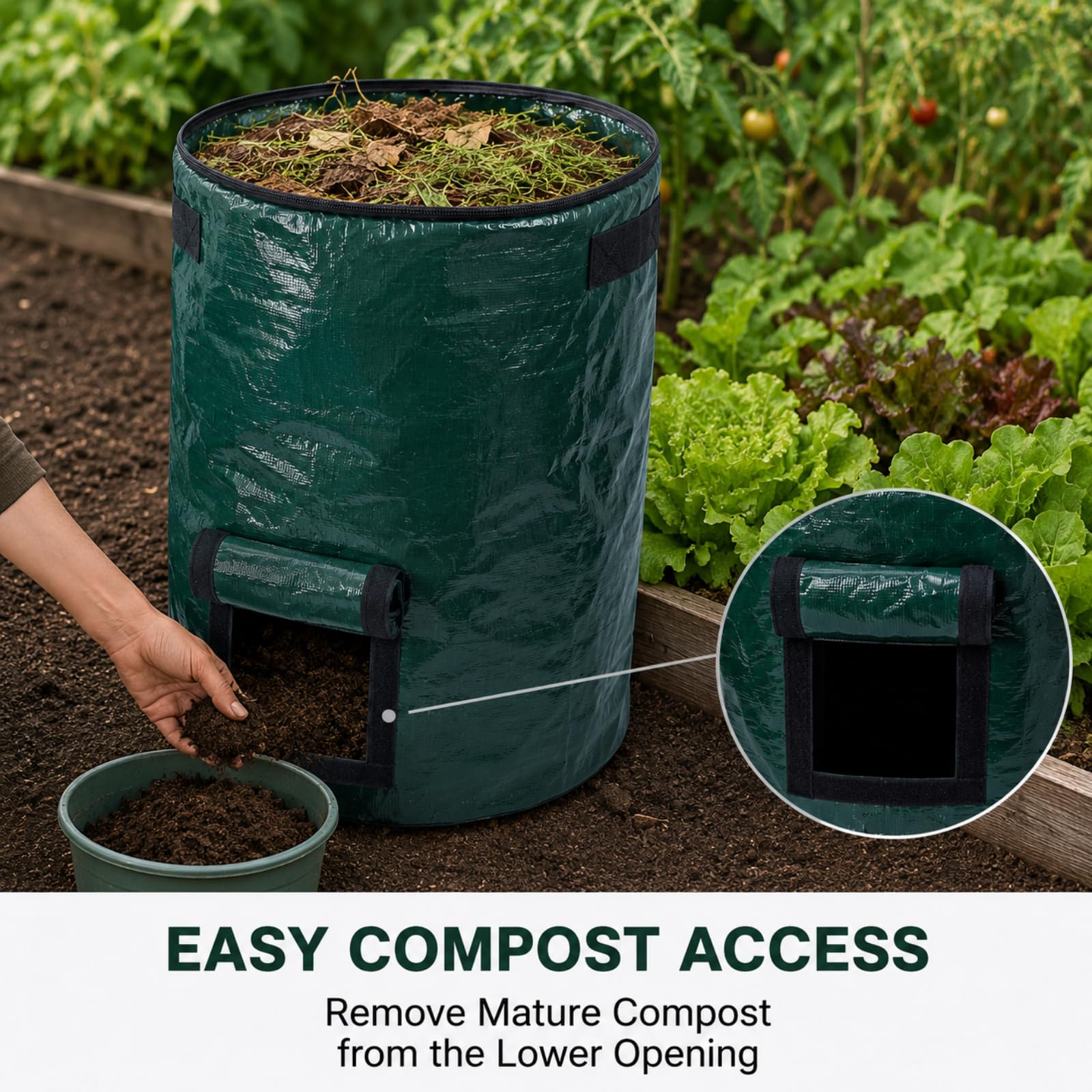 3 x 127 L Bolsas para Residuos de Jardín con Asas y Tapa | Stabile Gartensäcke und Laubsäcke, selbststehend und wiederverwendbar, mit verstärkten Griffen und Bodenöffnung