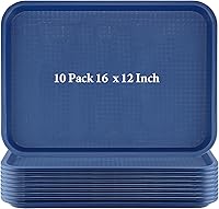 Vista 1 de Paquete de 10 bandejas de plástico para comida rápida, bandejas de plástico para cafeterías de 16 x 12 pulgadas con superficie texturizada, bandejas
