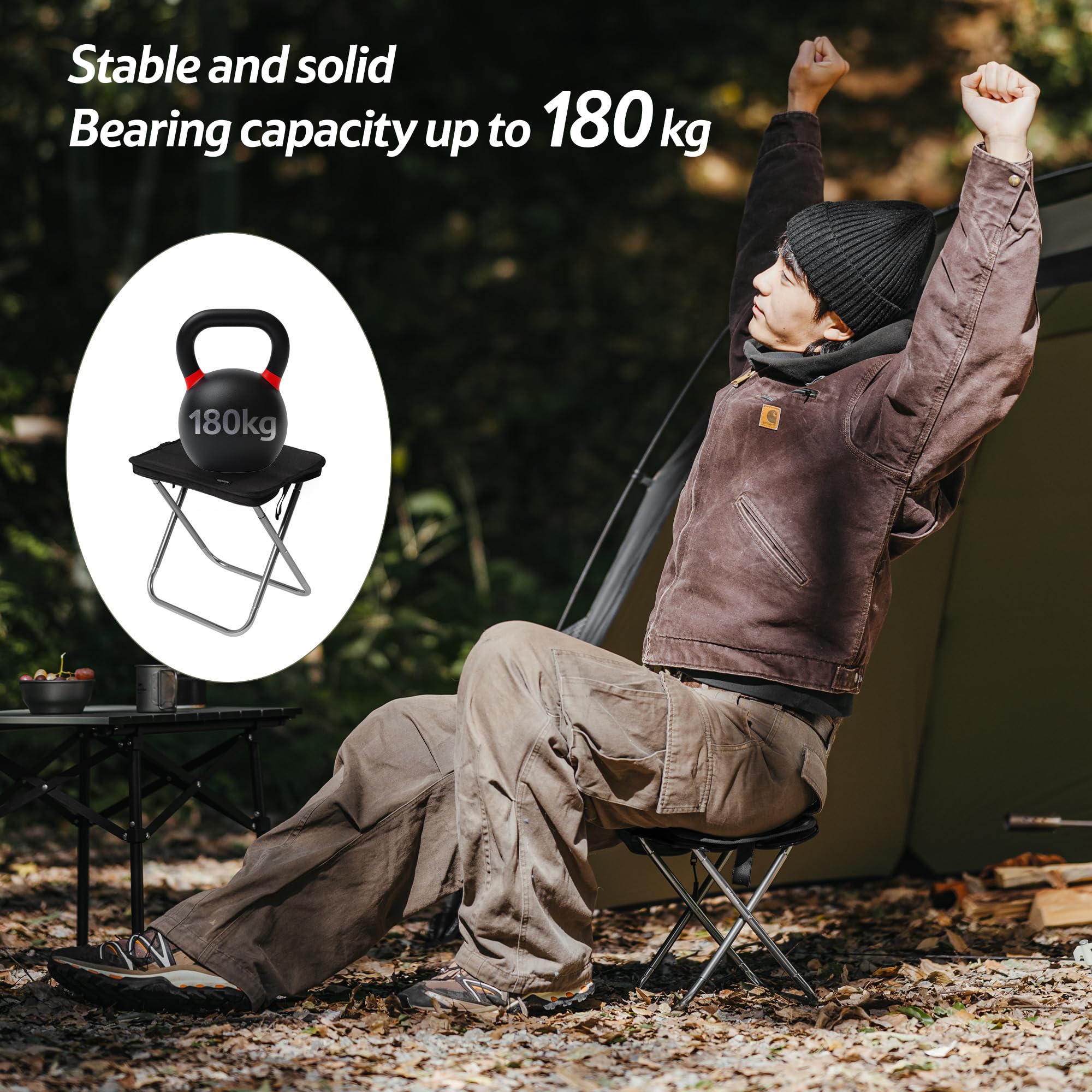 Naturehike Składany stołek, przenośny, ultralekki fotel ze stopu aluminium z pogrubioną podkładką z gąbki, wodoodporny, odporny na zużycie, na zewnątrz, kemping, kolejkę, wędkowanie, do ogrodu i łatwe