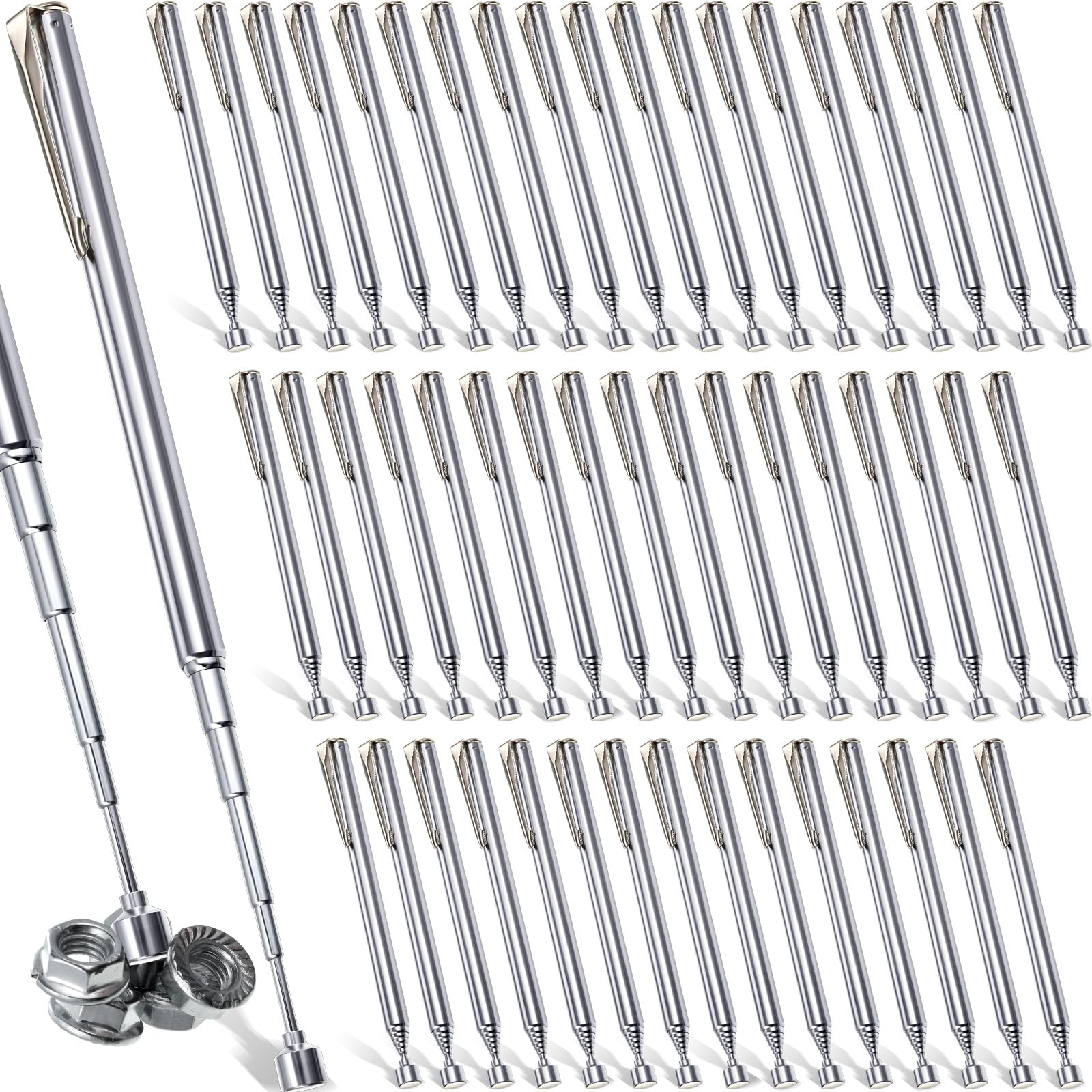 Patelai 48 Pieces Telescoping Magnetic Pick up Tool, 25 Inch,Silver