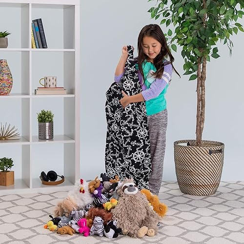 Miniatura 155 de Posh Funda de Silla Puf Rellenable para Almacenamiento de Animales de Peluche para Niños - Organizador de Juguetes Infantiles, Grande-38 - Lona