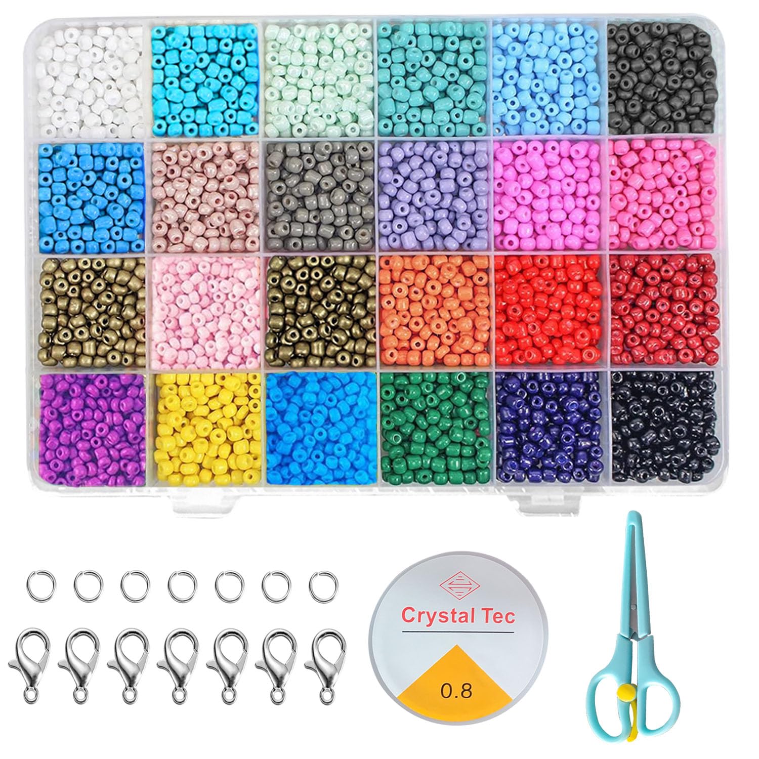 GEIFER Abalorios para Hacer Pulseras. 24000 Piezas de 2mm Cuentas para Pulseras Manualidades Niña y Niños Kit para Hacer Pulseras Joyas Collares Bolitas para Hacer Pulseras Diseña tus Propias Joyas