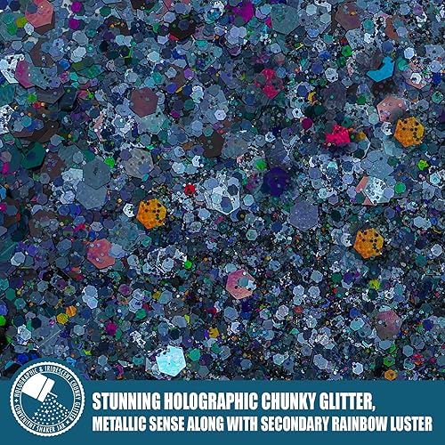 Miniatura 9 de Purpurina gruesa iridiscente, 5.64 onzas, polvo de purpurina ultrafina mezclada con copos de PET gruesos y lentejuelas para arte de resina epoxi,