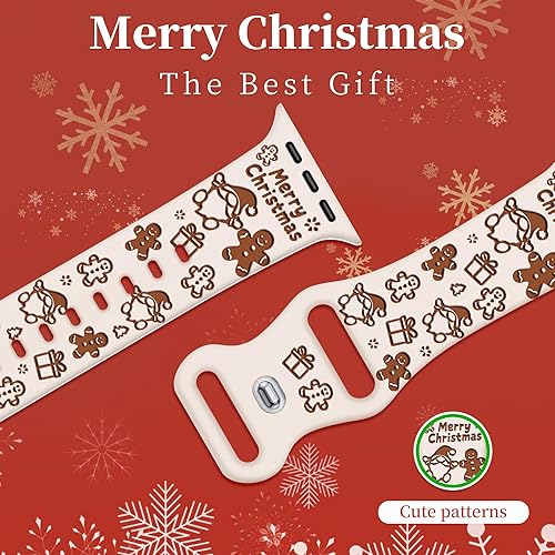 Miniatura 35 de Christmas Gift Compatible with Christmas Apple Watch Bands for Women 49mm 46mm 45mm 44mm 42mm, Soft Silicone Santa Claus for Apple Watch Ultra 3