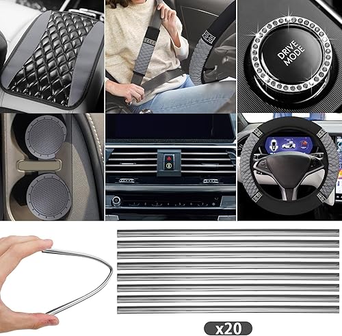 Miniatura 10 de BBTO - Set accesorios autos de mujeres, 43 piezas con brillo, protectores poliéster para asientos delanteros y traseros, funda volante, alfombrillas