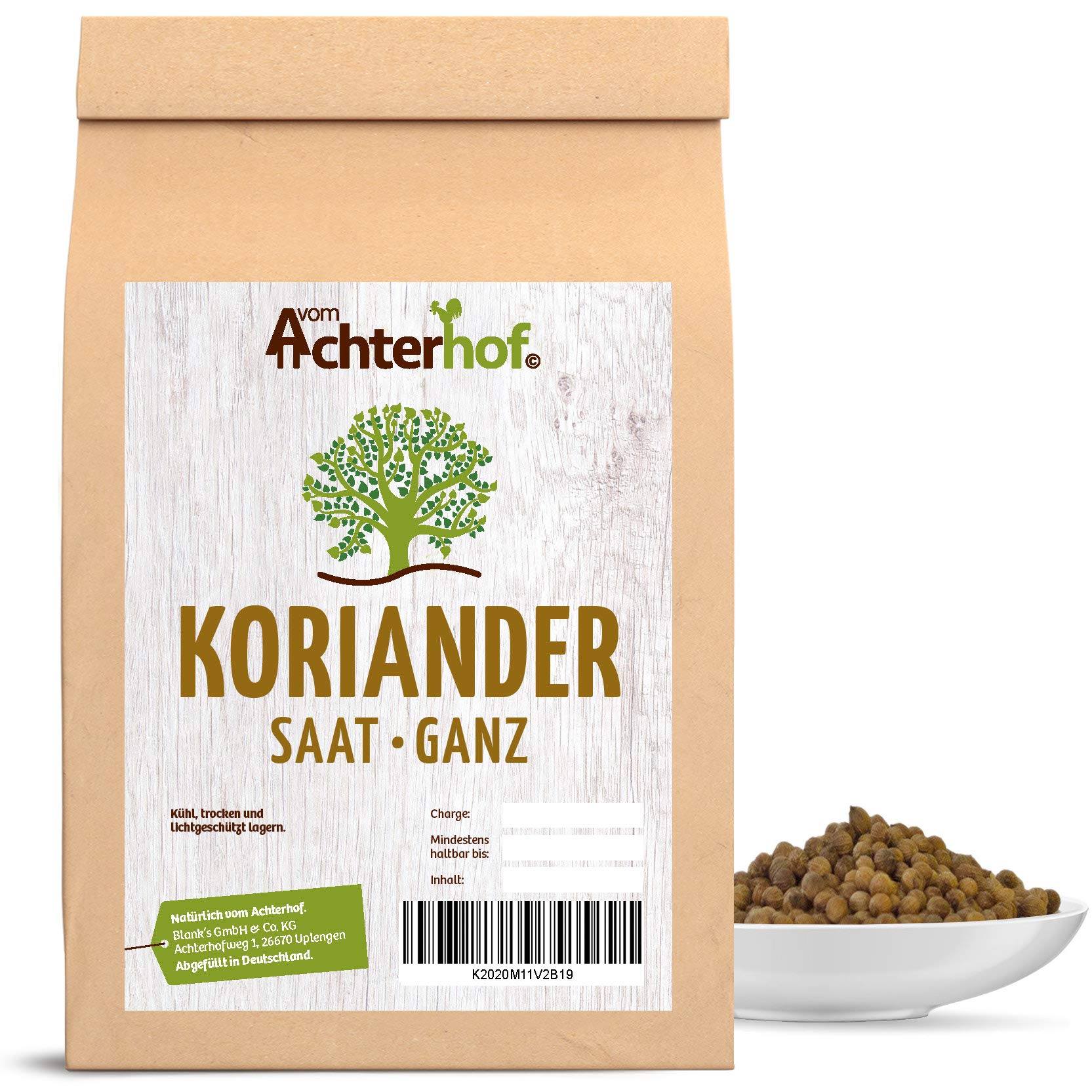 Coriander Koriander-Samen ganz Gewürz 1 kg Koriandersaat ideal auch als Brotgewürz
