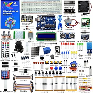 Adeept Ultimate Starter Kit for Arduino UNO R3, LCD1602, Servo Motor, Relay, Processing and C Code, Beginner Starter Kit with 140 Pages Guidebook/Instructions Book - coolthings.us