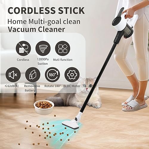 Miniatura 3 de Aspiradora inalámbrica, aspiradora de mano ligera recargable, aspiradora portátil para el hogar, pelo de mascotas, alfombras y limpieza del