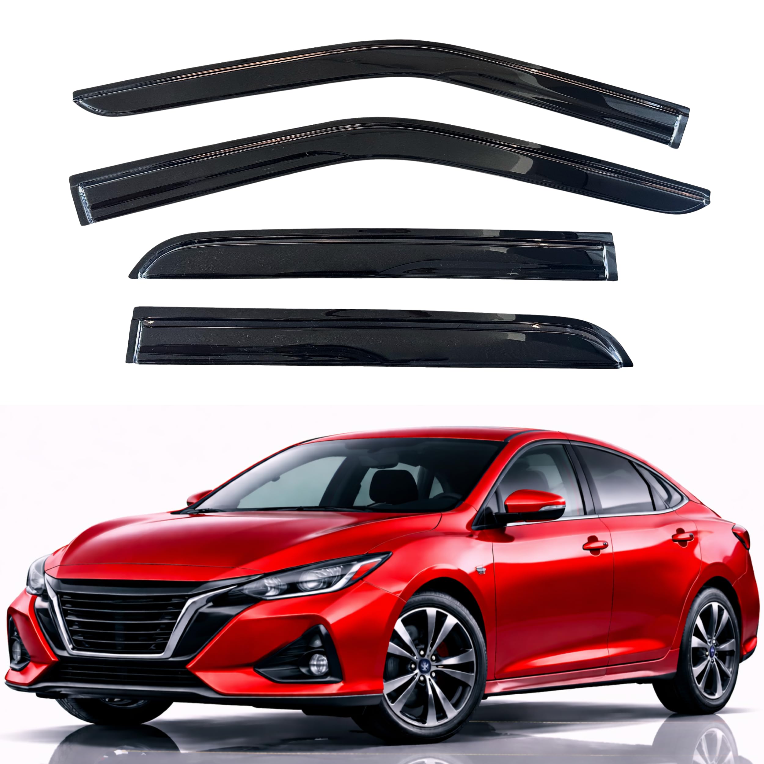 KPY Rain Guards Fit for 2020-2025 Nissan Sentra, Out-Channel Window Visors Vent Wind Deflectors 4PC, Car Accessories for 20-25 Sentra