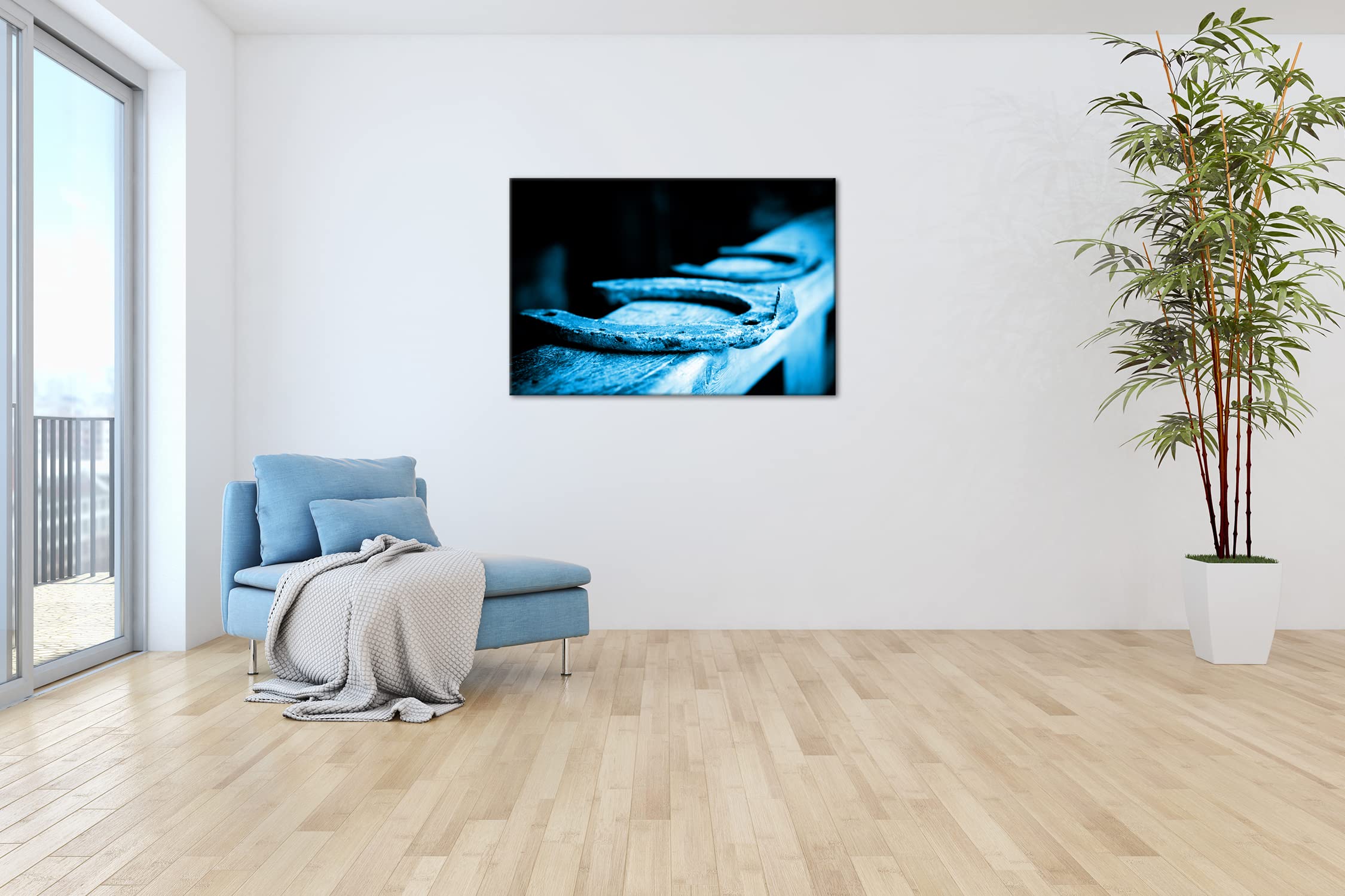 Vieja Herradura Efecto: Zeichnung como Lienzo, diseño enmarcado en marco de madera, impresión digital de alta calidad con marco, no es un póster o cartel, lona, 100x70