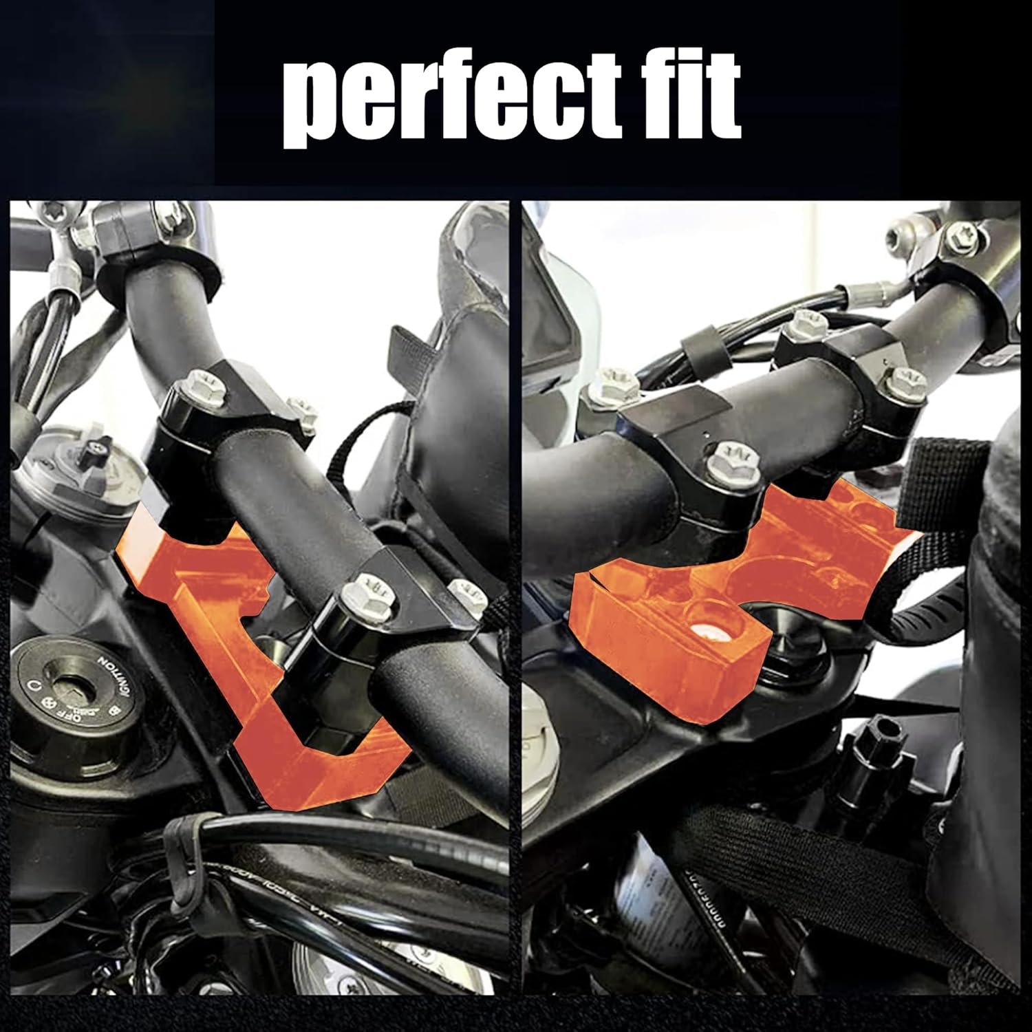 Orange Handlebar Riser Mount Clamp Kit Compatible with KTM 790/890 Adventure 2019-2023,790/890 Adventure R/S 2021 2022 2023,Husqvarna Norden 901 2022 2023