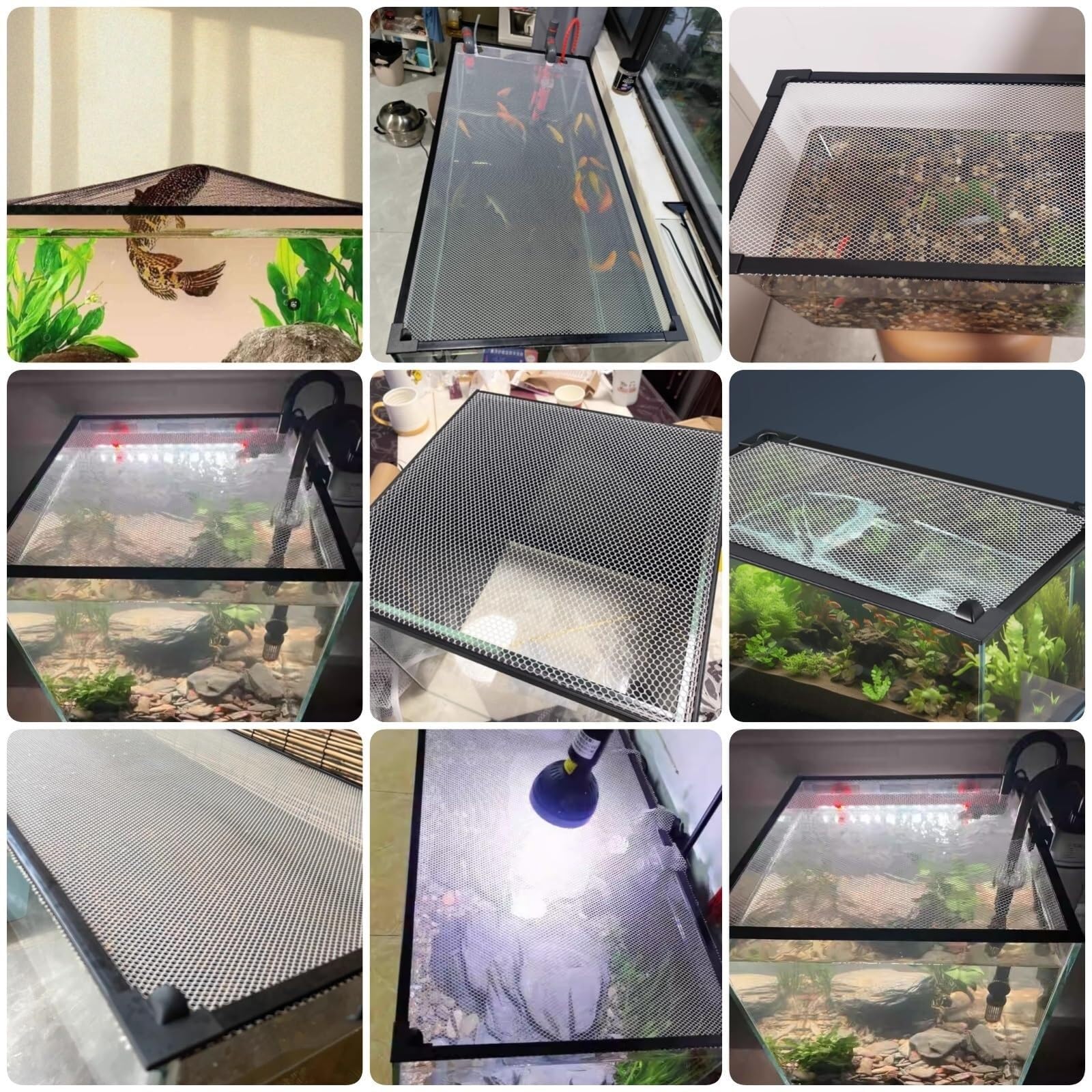 Regulowana magnetyczna pokrywa do akwarium - prostokątna siatka ochronna do terrarium (50 x 25 cm / 19,7 x 9,8 cala) - idealna do akwariów DIY i akwariów na ryby