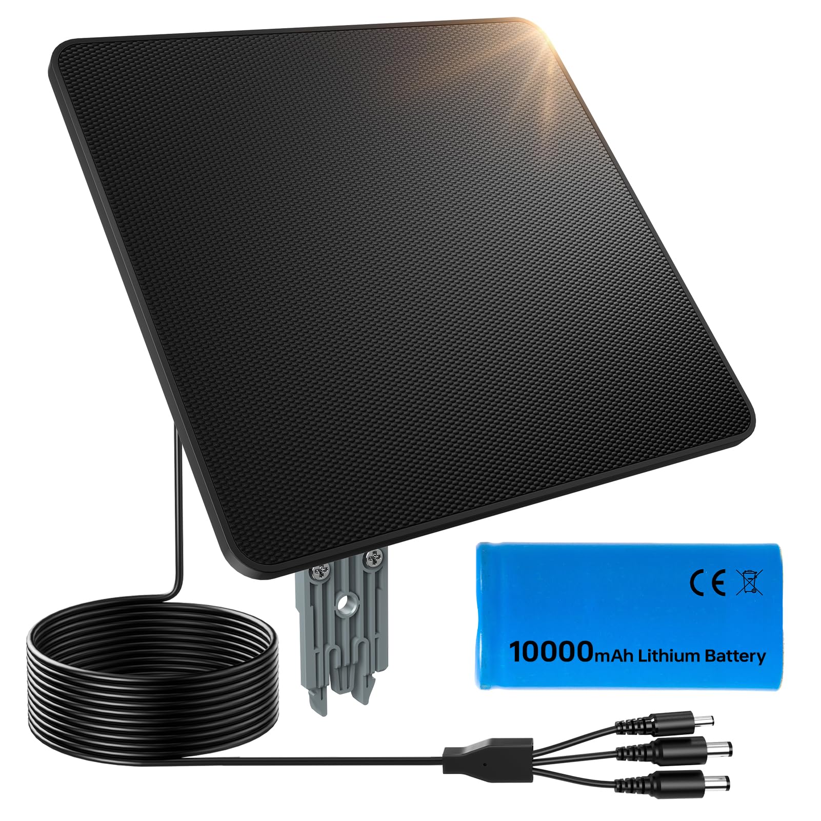 KJK 6W Trail Camera Solar Panels, Solar Battery Charger 12 Volt, Waterproof Hunting Accessory, Ideal for 24/7 Wildlife Monitoring, Compatible with All Wireless/Cellular Trail Cameras, 10000mAh Battery