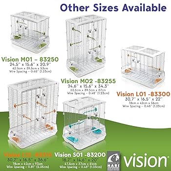 Vision Bird Cage For Small Birds (M01) Small Wire, Single Height - Safari Pet Center