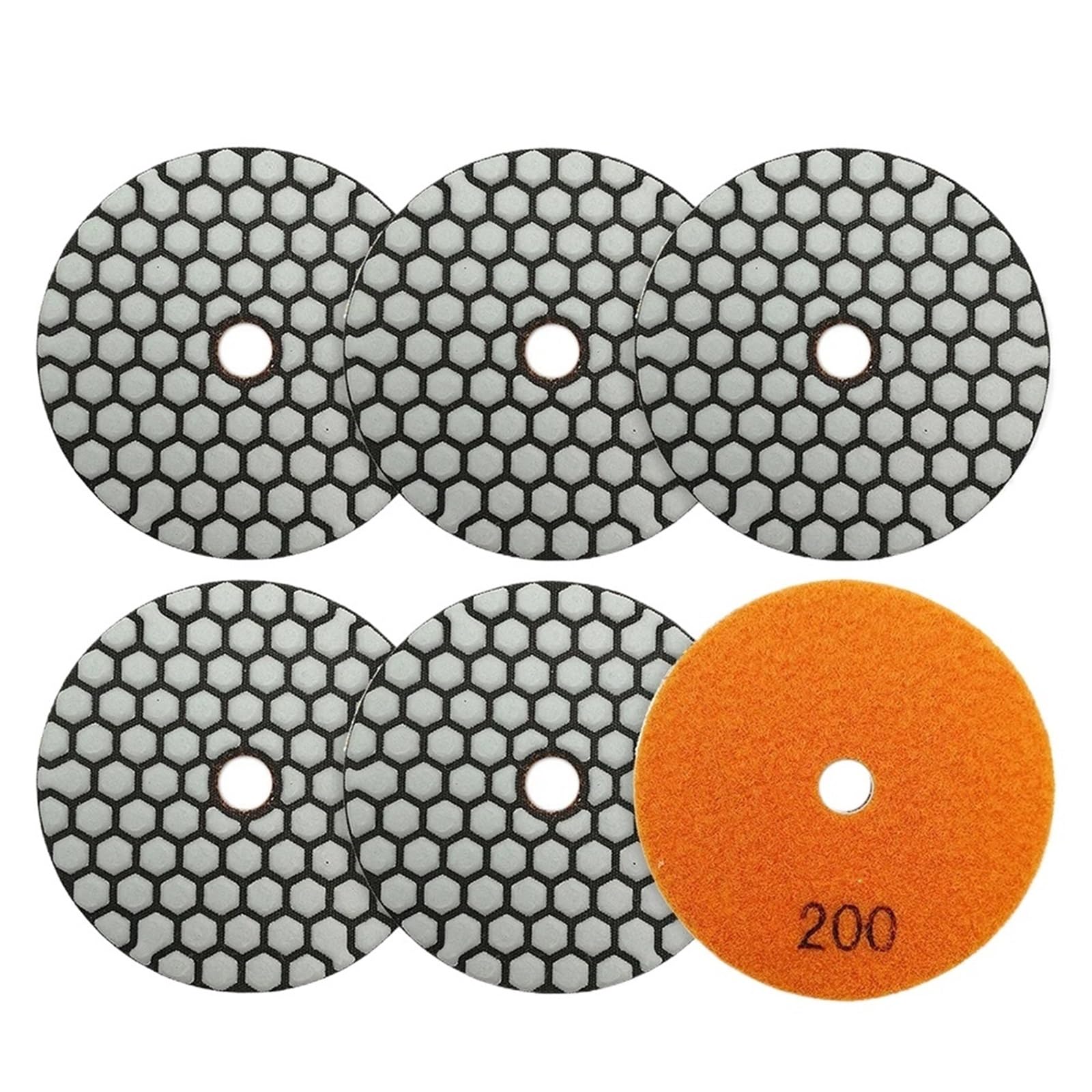 Podkładki polerskie 6 szt. Ziarnistość 200 Diamentowa nakładka polerska 100 mm do polerowania na sucho Marmurowy granitowy kamień ceramiczny Kompatybilny z szlifierką polerską