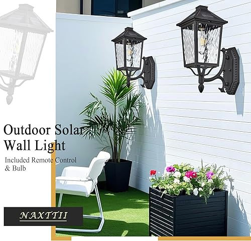 Miniatura 3 de Luces solares de pared para exteriores de 15 pulgadas de altura del anochecer al amanecer, luces solares para exteriores con control remoto, luces