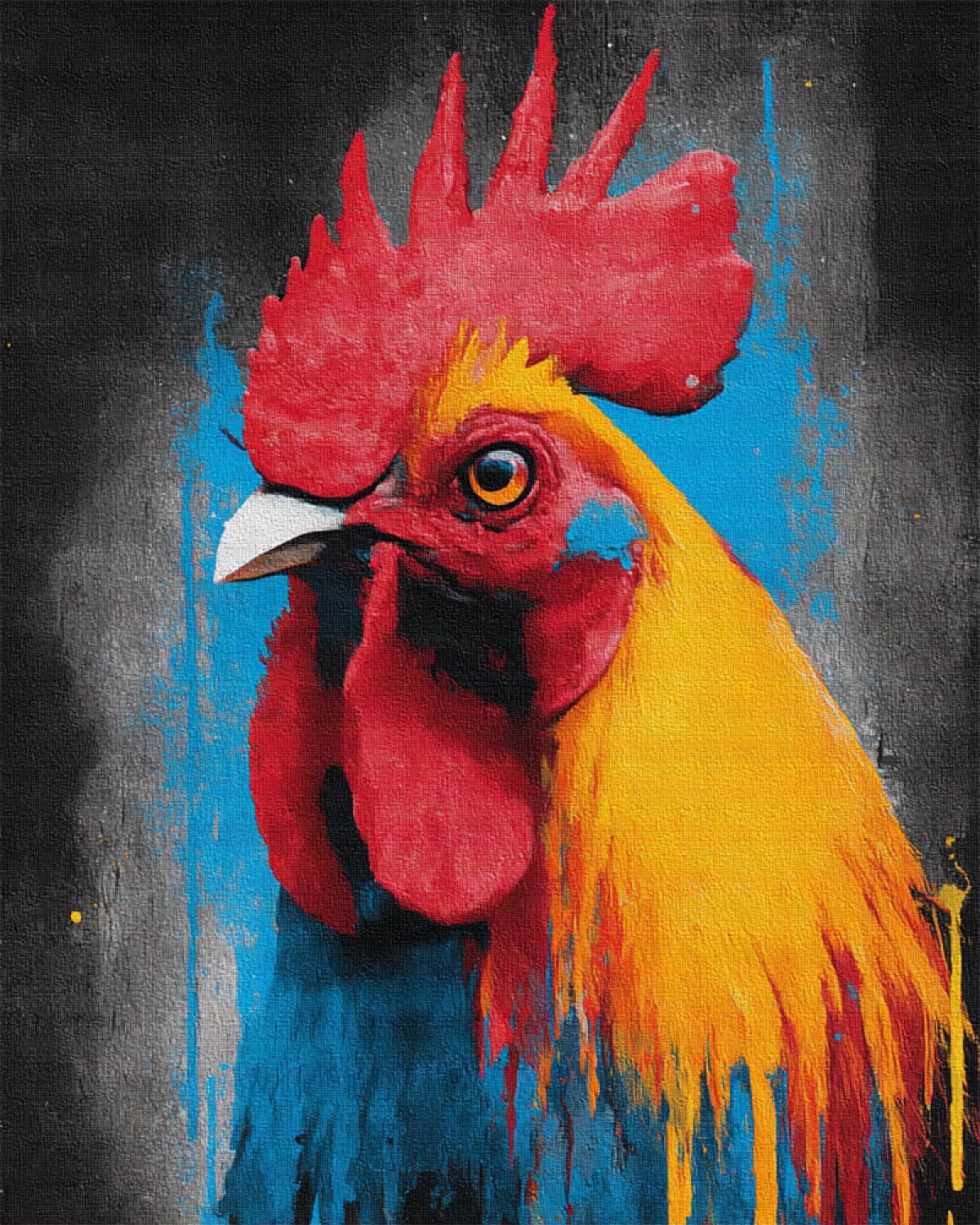 N.LANSHAN 11CT Animale Diy Kits De Bordado Punto Cruz Ritratto Di Gallo Kit Schemi Punto Croce Set Ricamo Stampato，Artigianato Ricamo Arte Per Arredamento Casa 80x100cm