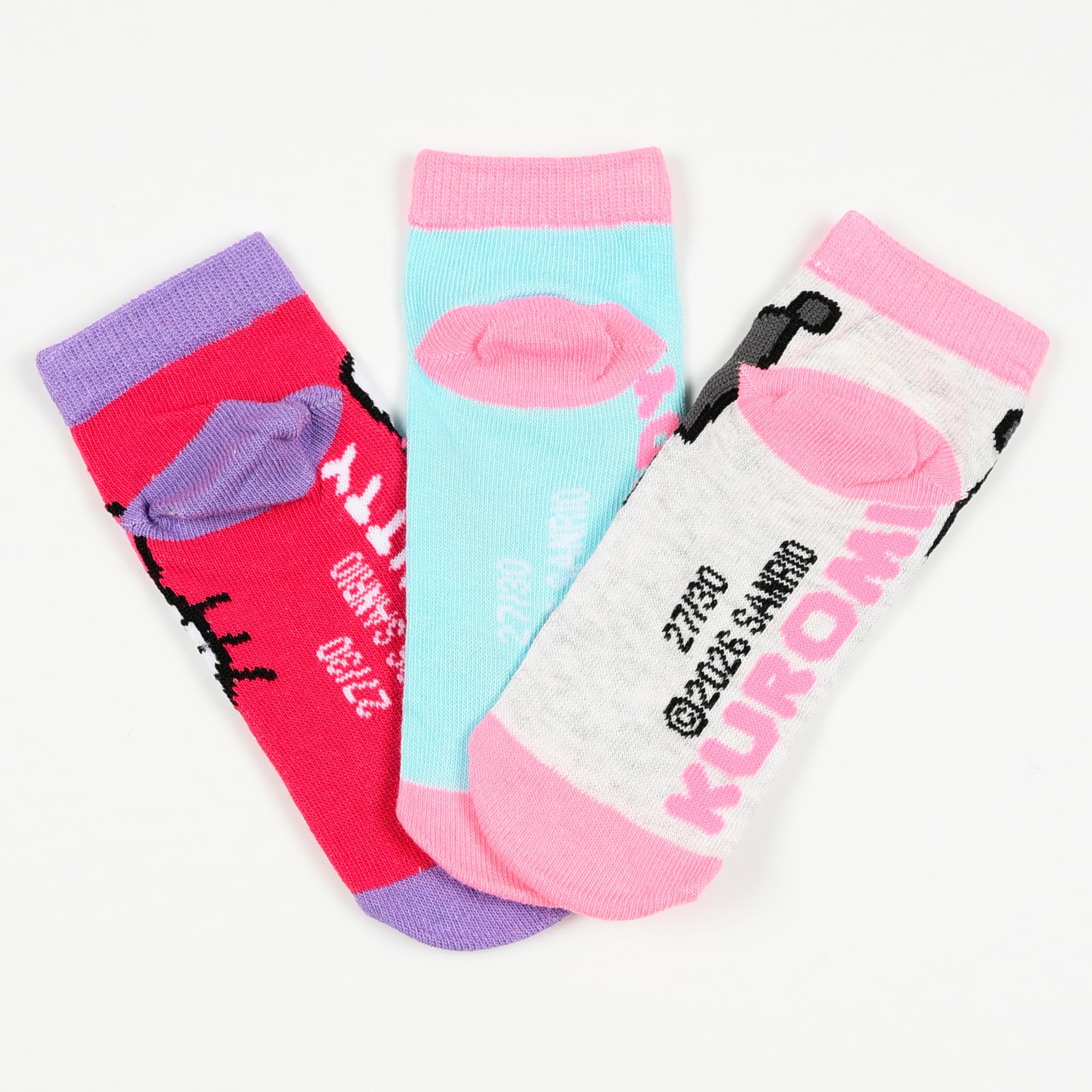 Hello Kitty Friends - Calcetines invisibles para niña, juego de 6 pares, fantasmas de algodón suave multicolor, Kuromy My Melody, tallas 23/26, 27/30, 31/34, zapatos bajos
