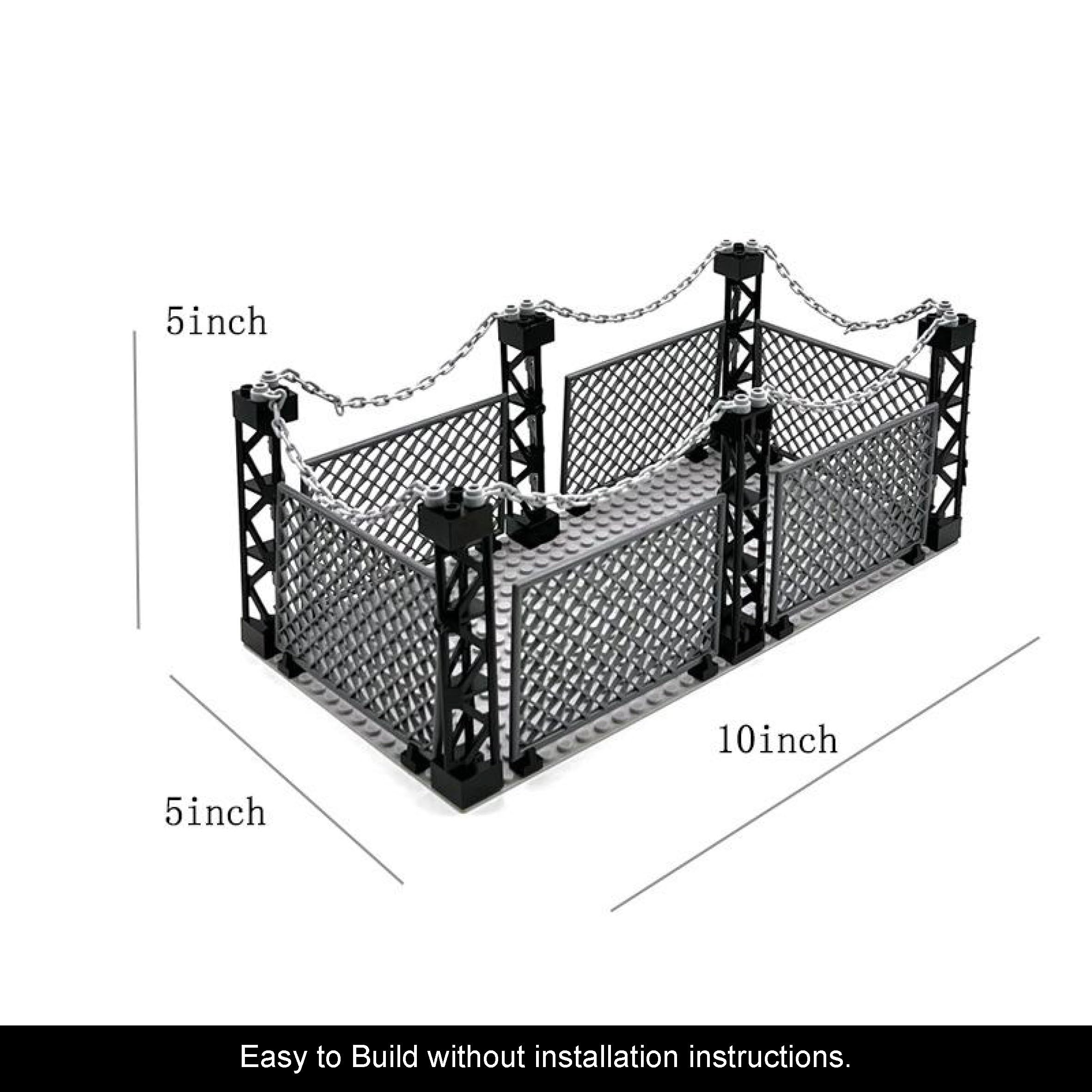 Safety Guardrail Closed Cage Building Block Set for Lego Jurassic World  T-Rex, Halloween Prison, WWII Military Scenes Playset for Boys and Girls 6+  ...