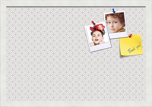 Miniatura 120 de PinPix Tablero de anuncios de corcho de 12 x 12 pulgadas. Este tablero decorativo enmarcado viene con diseño de círculos B W y un marco blanco