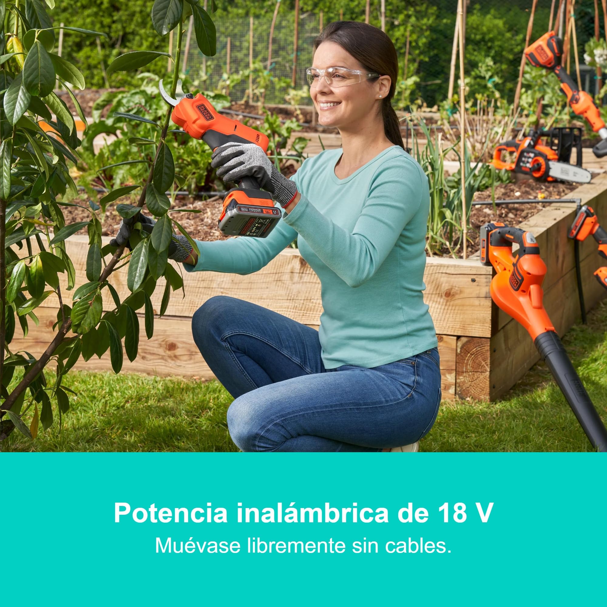 BLACK+DECKER Tijera de podar eléctrica de 18V con batería, BCPP18D1-QW | Potencia inalámbrica de 18 V, Capacidad de corte de 25 mm, Hasta 500 cortes