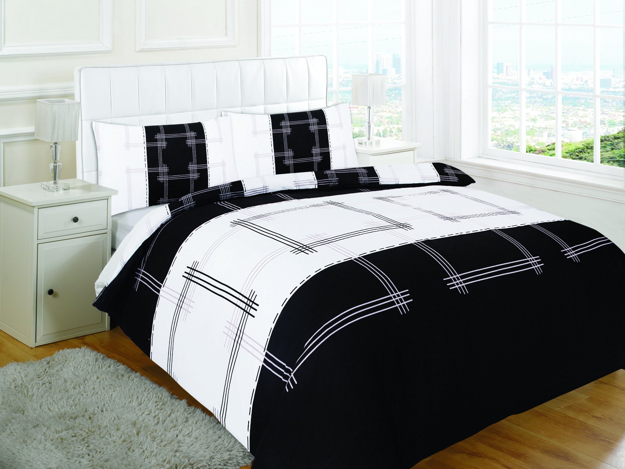 Excellent Hotel Quality King Campus Black Design Duvet Cover Set Bedding Set with pillowcases - King Size