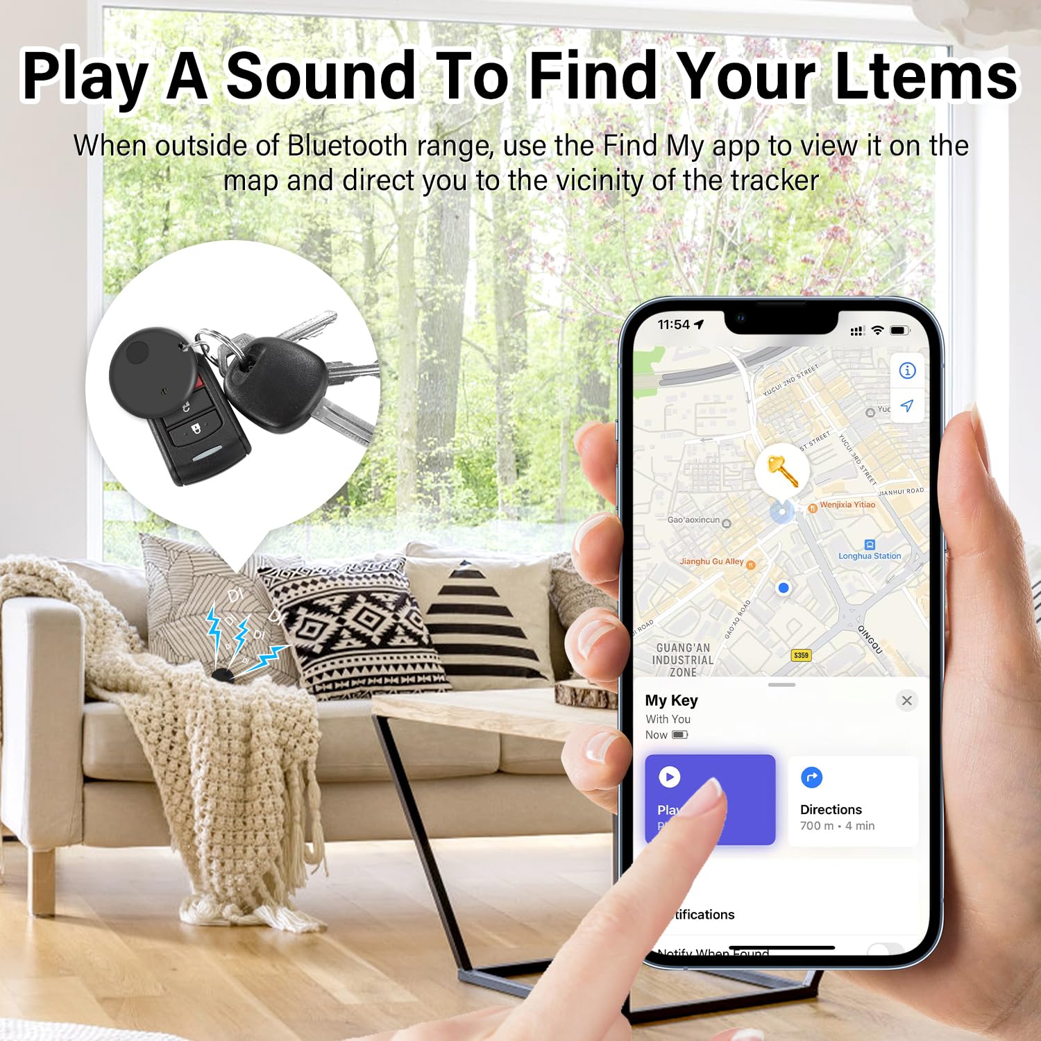 Pohicoo Air Tag Tracker 4 pezzi, Smart Finder Compatibile con Apple Dov'è (solo iOS), Localizzatore di oggetti Bluetooth per valigie/portafogli/chiavi/borse/bagagli, batteria sostituibile