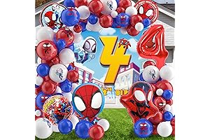 126Pcs Spider and His Amazing Friends 4th Birthday Party Supplies, Complete Spiderman 4th Birthday Decorations