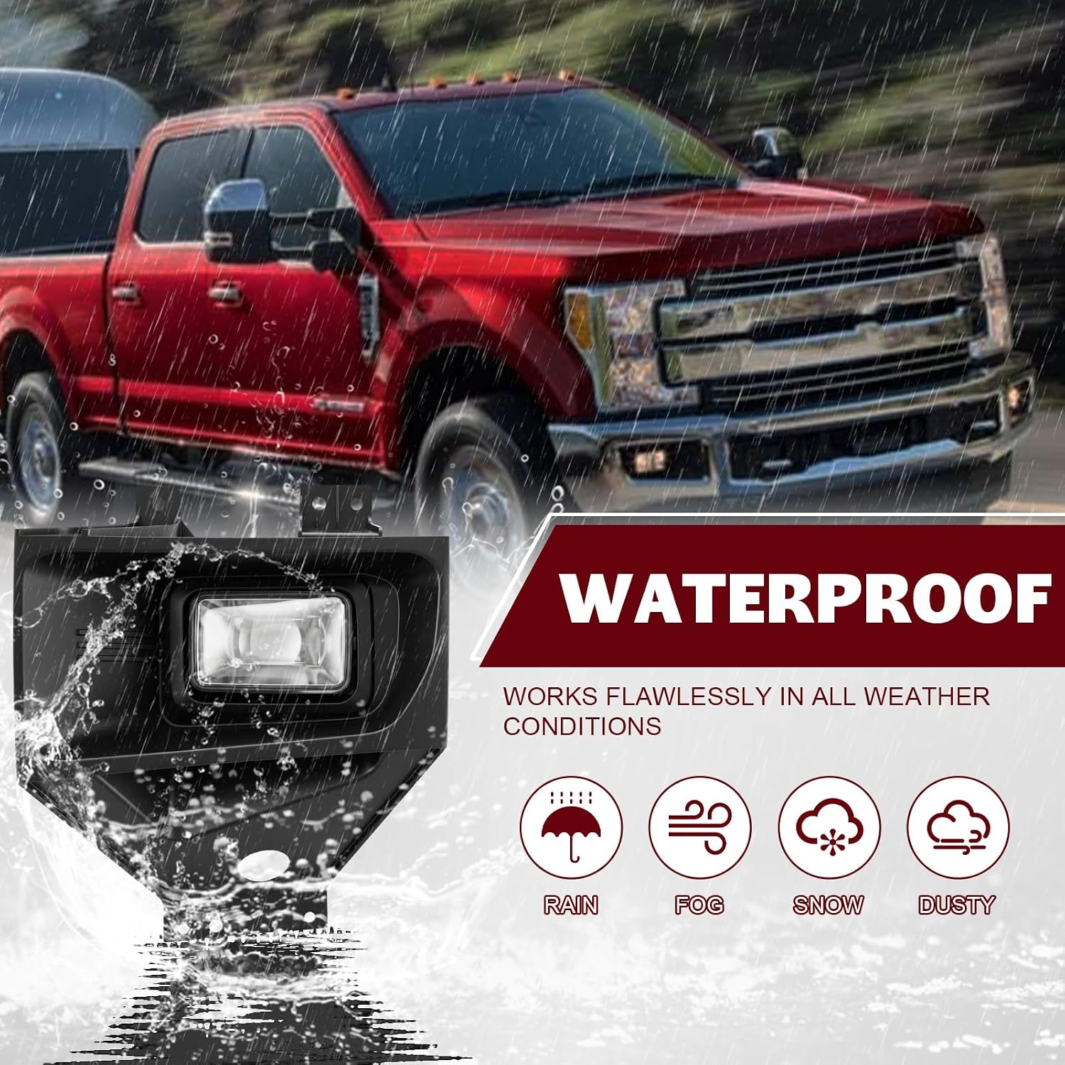 Fog Light Assembly Pair Driver & Passenger Side Compatible with 2017-2019 Ford F250 F350 F450 F550 Super Duty, LED Fog Lamp W/Wiring Harness & Power Switch, Replaces# HC3Z15201B HC3Z15200B
